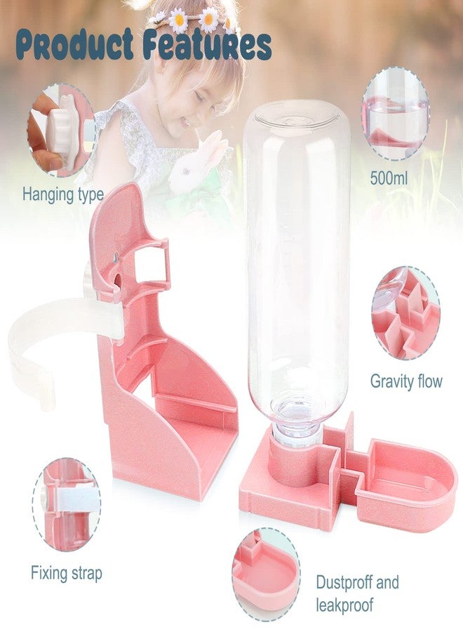 Rypet Rabbit Water Bottle No Drip - 17oz Hanging Water Fountain Automatic Dispenser Pet Cage Water Feeder for Bunny Chinchilla Guinea Pig Hedgehog Ferret Pink - Image 4
